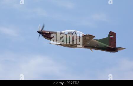 Slowenische Luftwaffe - Pilatus PC-9 M (hudournik) Swift im Jahr 2018 Royal International Air Tattoo Stockfoto