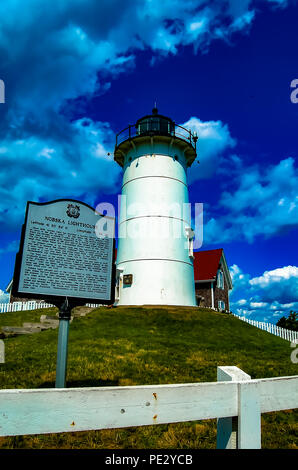 Die historische Nobska Leuchtturm in Falmouth auf Cape Cod in Massachusetts Stockfoto