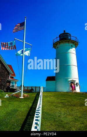 Die historische Nobska Leuchtturm in Falmouth auf Cape Cod in Massachusetts Stockfoto