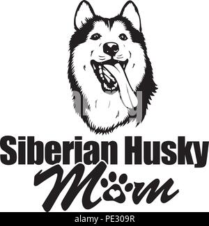 Siberian Husky Hunderasse Haustier Welpen isoliert Kopf Gesicht Stock Vektor