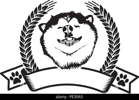 Siberian Husky Hunderasse Haustier Welpen isoliert Kopf Gesicht Stock Vektor