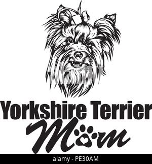 Yorkshire Terrier Yorkie Hund Rasse Haustier Welpen isoliert Kopf Gesicht Stock Vektor