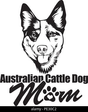 Australian Cattle Dog breed Haustier Welpen isoliert Kopf Gesicht Stock Vektor