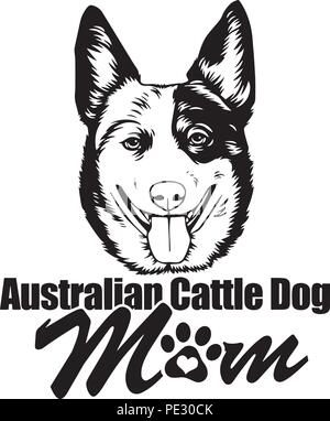 Australian Cattle Dog breed Haustier Welpen isoliert Kopf Gesicht Stock Vektor