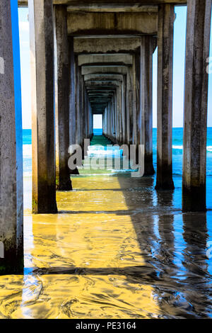 Unter Scripps Pier in San Diego, Kalifornien Stockfoto