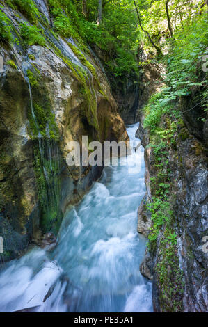 Fluss durch die wimbachklamm in der Ramsau Schlucht fliesst. Nationalpark Berchtesgaden Bayern Deutschland Stockfoto