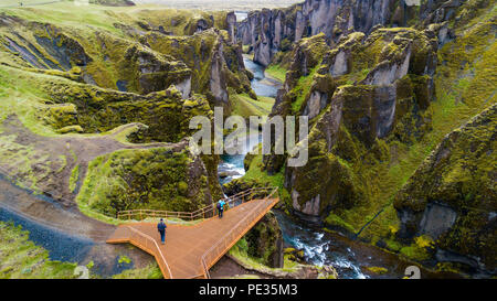Schlucht Fjaðrárgljúfur, Southern Island Stockfoto