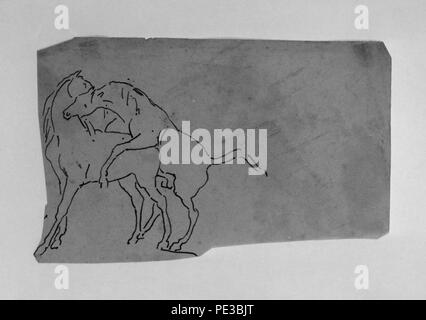 Antoine-Louis Barye - Tracing einer Skizze der Pferde Paarung Stockfoto