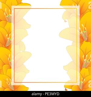 Lilium Candidum, die Madonnenlilie oder Orange Lilienbanners Karte Grenze. Vector Illustration. Stock Vektor