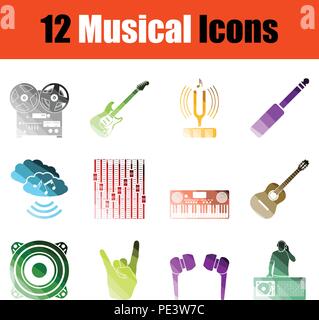 Satz musikalische Symbole. Gradient Farbgestaltung. Vector Illustration. Stock Vektor