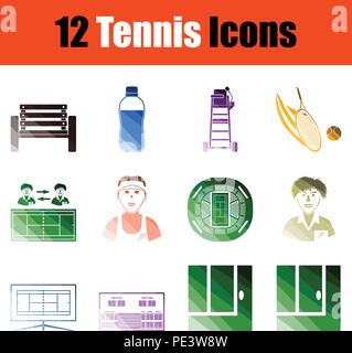 Satz von Tennis Symbole. Gradient Farbgestaltung. Vector Illustration. Stock Vektor