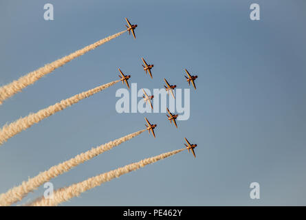 Die RAF Red Arrows Display für lendy der Cowes Week 10. August 2018 F Stockfoto