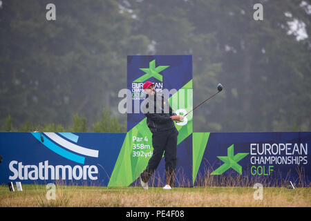 Spaniens David Borda zweigt weg in der 8. Bohrung während seiner semi final Match mit Island heute Morgen während des Tages elf der Europameisterschaften 2018 in Gleneagles PGA Centenary Course. PRESS ASSOCIATION Foto. Bild Datum: Sonntag, August 12, 2018. Siehe PA Geschichte Golf Europäische. Photo Credit: Kenny Smith/PA-Kabel. Beschränkungen: Nur die redaktionelle Nutzung, keine kommerzielle Nutzung ohne vorherige schriftliche Genehmigung Stockfoto