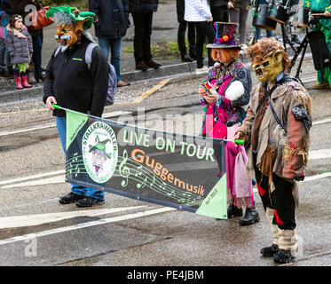 Guggemusik stallkrawller Deutsche marching band, Banner, Karnevalsumzug in Straßburg, Elsass, Frankreich, Europa, Stockfoto