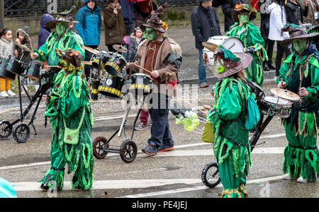 Guggemusik stallkrawller Deutsche marching band, Karnevalsumzug in Straßburg, Elsass, Frankreich, Europa, Stockfoto