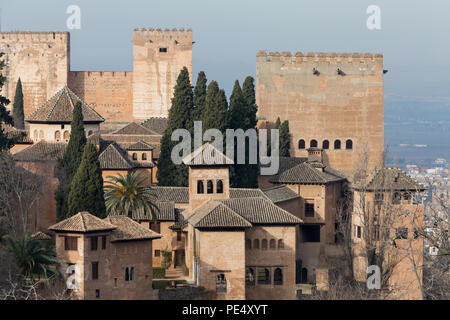 Die Alhambra ist ein Palast- und Festungsanlage in Granada, Andalusien, Spanien. Stockfoto