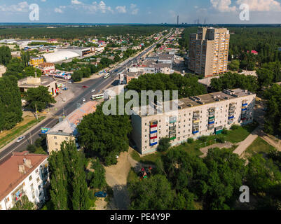 Lipetsk, Russland - Aug 5. 2018. Blick auf Levoberezhny Bezirk und Zoya Kosmodemyanskaya Straße Stockfoto