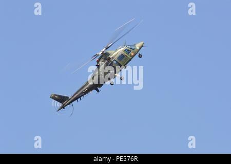 Belgische Luft Komponente - Agusta A 109 BA light attack und Aufklärung Helikopter aus 1 Hubschrauber Flügel, Beauvechain auf der Air Tattoo 2018 Stockfoto