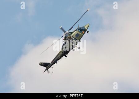 Belgische Luft Komponente - Agusta A 109 BA light attack und Aufklärung Helikopter aus 1 Hubschrauber Flügel, Beauvechain auf der Air Tattoo 2018 Stockfoto