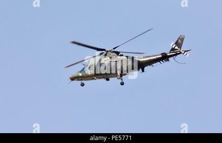 Belgische Luft Komponente - Agusta A 109 BA light attack und Aufklärung Helikopter aus 1 Hubschrauber Flügel, Beauvechain auf der Air Tattoo 2018 Stockfoto