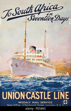 MV CARNARVON CASTLE läuft der Southampton nach Kapstadt Route für die Union-Castle Line zwischen 1926 und 1936 Stockfoto