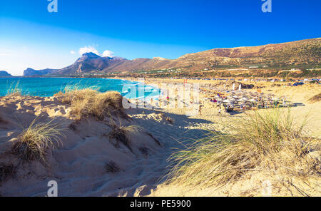 Berühmte Sandstrand von Falasarna im Norden westlich von Chania, Kreta, Griechenland. Stockfoto