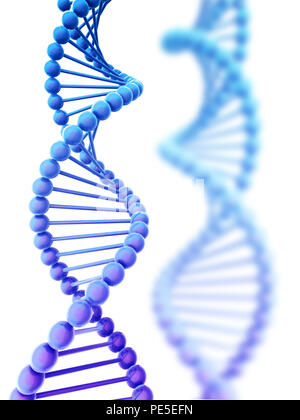 DNA-Helix Hintergrund isoliert auf Weiss 3D-Darstellung Stockfoto