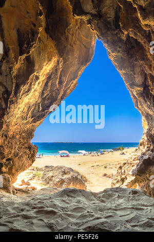 Berühmte Sandstrand von Falasarna im Norden westlich von Chania, Kreta, Griechenland. Stockfoto
