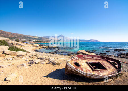 Berühmte Sandstrand von Falasarna im Norden westlich von Chania, Kreta, Griechenland. Stockfoto