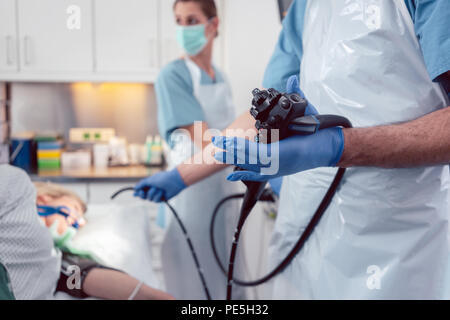 Team der Endoskopie im Krankenhaus Stockfoto