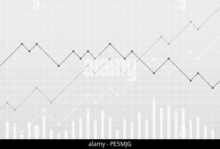 Stier und Markt Liniendiagramme tragen, Grafik unten fallen. Finanz- und Wirtschaftskrise. Vector Illustration. Stock Vektor