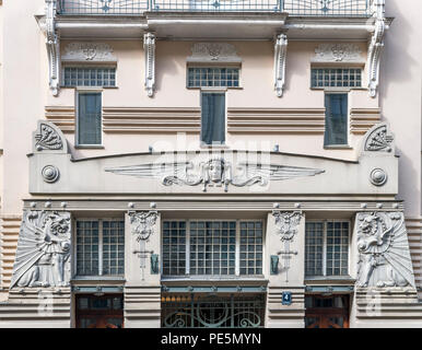 Jugendstilgebäude auf Alberta Iela in Centrs (Zentrale) Riga, Riga, Lettland Stockfoto