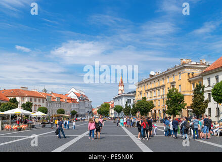 Rathausplatz (Rotušės aikštė) in die Altstadt, Vilnius, Litauen Stockfoto