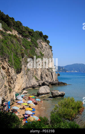Mirtiotissa Strand, in der Nähe von Pelekas, Korfu, Griechenland, Europa Stockfoto