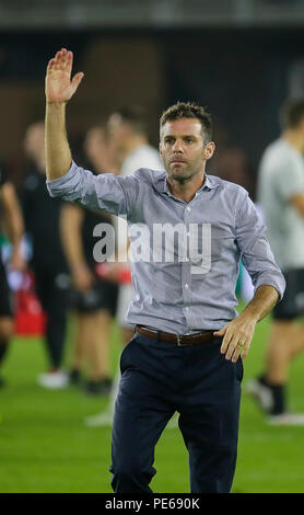 12. August 2018: D.C. United Head Coach Ben Olsen nach einer MLS Fußball Match zwischen der DC United und der Orlando Stadt SC bei Audi Feld in Washington DC. Justin Cooper/CSM Stockfoto