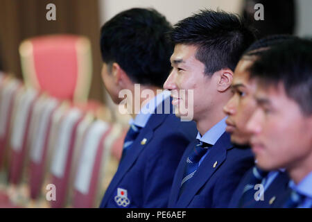 €/Yoshihide Kiryu (JPN), 13. AUGUST 2018: Leichtathletik Japan National Team Organisation Zeremonie für Jakarta Palembang Asian Games im Grand Prince Hotel Shintakanawa, Tokio, Japan. Credit: Naoki Morita/LBA SPORT/Alamy leben Nachrichten Stockfoto
