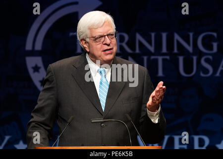 Dennis Prager, syndicated national konservative Radio Talk Show host und Schriftsteller, in seiner Rede auf der Turning Point High School Leadership Summit in Wash Stockfoto