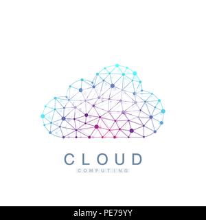Cloud Computing logo Konzept. Datenbank Storage Services web Technologie Banner. Kreative Idee Konzept Design Cloud computing Vektor icon. Stock Vektor