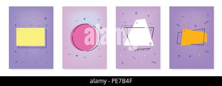 Einstellen der vertikalen Abdeckungen für Grafik Design. Hintergründe mit geometrischen Formen. Vector Illustration. Stock Vektor