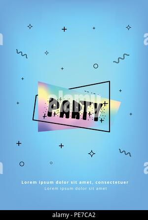 Vertikale Party Flyer. Holographie Elemente. Für Urlaub design Vorlage. Vector Illustration. Stock Vektor