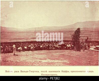 Armee von Ras Wolda Giyorigs nach der Eroberung von Kaffa Bögen vor dem Kaiser. Stockfoto