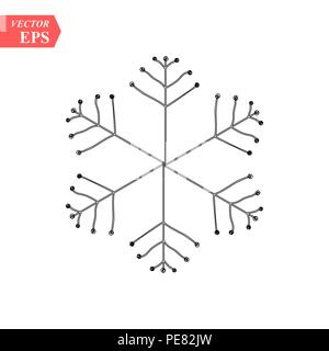 Hand Schneeflocken gezeichnet. Zarte Schnee Symbol Silhouetten. Vector Illustration mit editierbaren Anschläge. Auf weissem Hintergrund. Designelemente für Ch Stock Vektor