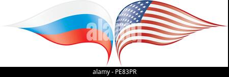 Russland und USA Länderfahnen. Vector Illustration. Stock Vektor