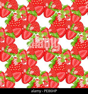 Aquarell Erdbeere auf weißem Hintergrund. Nahtlose Muster. Vector Illustration Stock Vektor