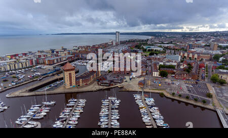 Die Bucht von Swansea und Fluss Tawe Marina South Wales Stockfoto