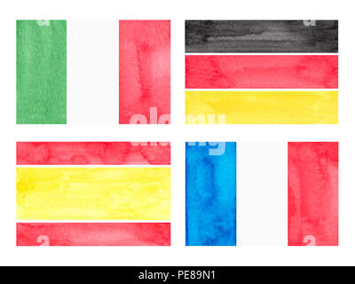 Satz von Aquarell Flags, von Hand gezeichneten und gemalten Stockfoto