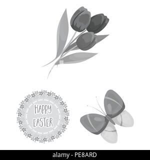 Ostern ist ein christlicher Feiertag monochrome Icons im Set Sammlung für Design. Ostern attribute Vektor Symbol lieferbar Abbildung. Stock Vektor