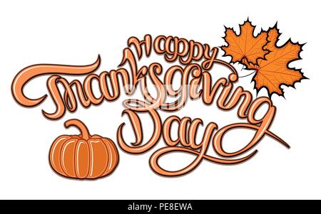 Vector Illustration. Happy Thanksgiving Day Typografie vektor design für Grußkarten und Poster auf einem strukturellen Hintergrund design template Feier. Happy Thanksgiving Inschrift, Schriftzug. Stock Vektor