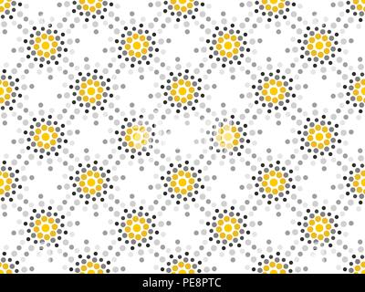 Nahtlose Muster schwarz-gelbe Punkte. Gepunktete Pop Art Stil. Polka Dot Hintergrund. Vector Illustration Stock Vektor