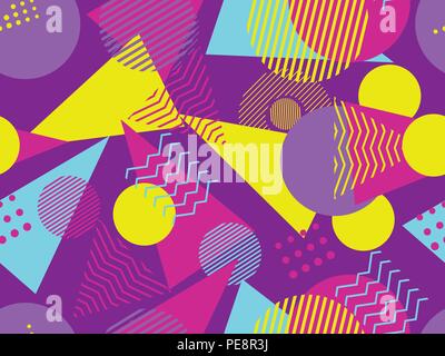 Memphis nahtlose Muster. Geometrische Elemente Memphis im Stil der 80er Jahre. Bauhaus retro. Vector Illustration. Stock Vektor